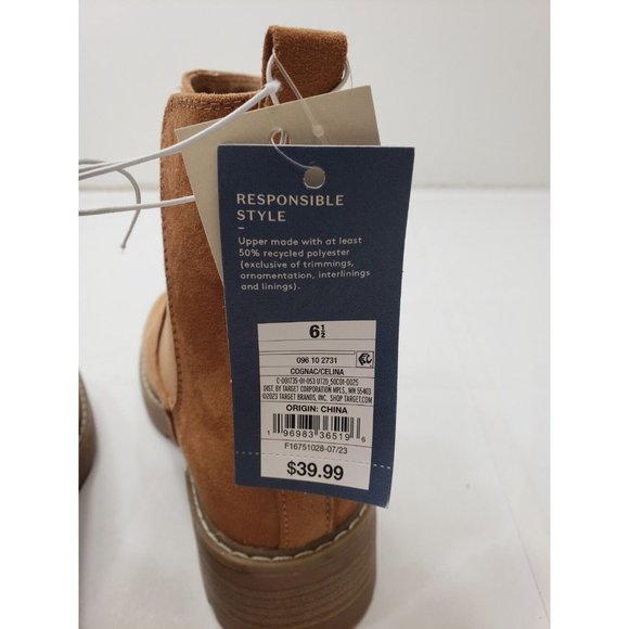 Universal Thread Celina Womens Chelsea Boots Slip On Faux Suede Cognac Brown 6.5 - Picture 7 of 7